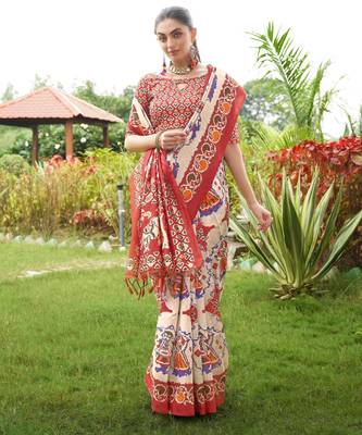 Women multicolor art silk handloom saree 3