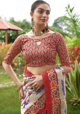 Women multicolor art silk handloom saree 4