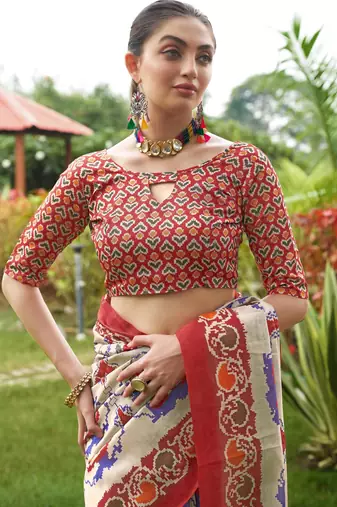 Women multicolor art silk handloom saree