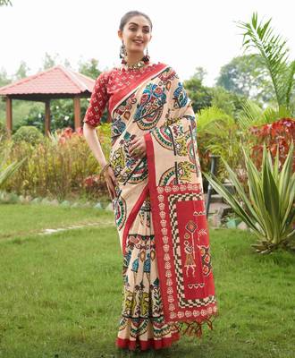 Women multicolor art silk handloom saree 1