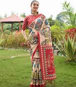 Women multicolor art silk handloom saree