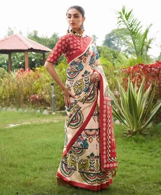 Women multicolor art silk handloom saree 2