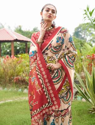 Women multicolor art silk handloom saree 4