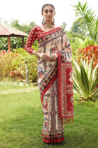 Women multicolor art silk handloom saree
