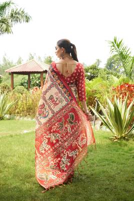 Women multicolor art silk handloom saree 2