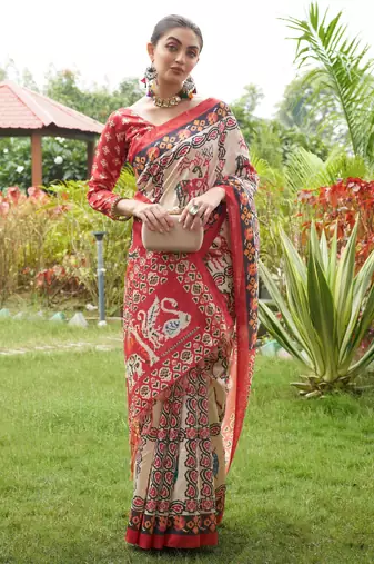 Women multicolor art silk handloom saree