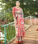 Women multicolor art silk handloom saree