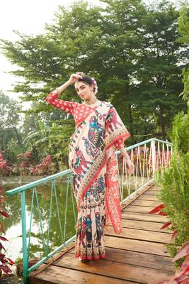 Women multicolor art silk handloom saree 2