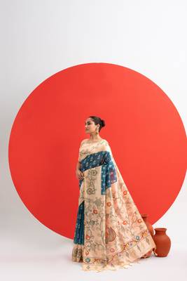 Women rama art silk handloom saree 2