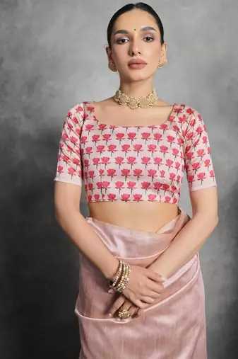 Women pink art silk handloom saree