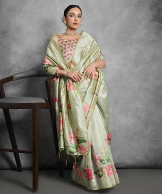 Women pista art silk handloom saree 1