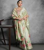 Women pista art silk handloom saree