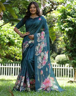 Women rama art silk handloom saree 1