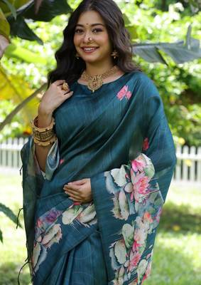 Women rama art silk handloom saree 3