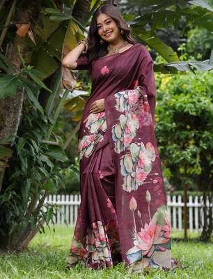 Women wine art silk handloom saree 2