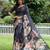 Women black art silk handloom saree