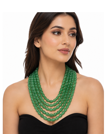 oval shape 6 rows precious emeralds uncut  2