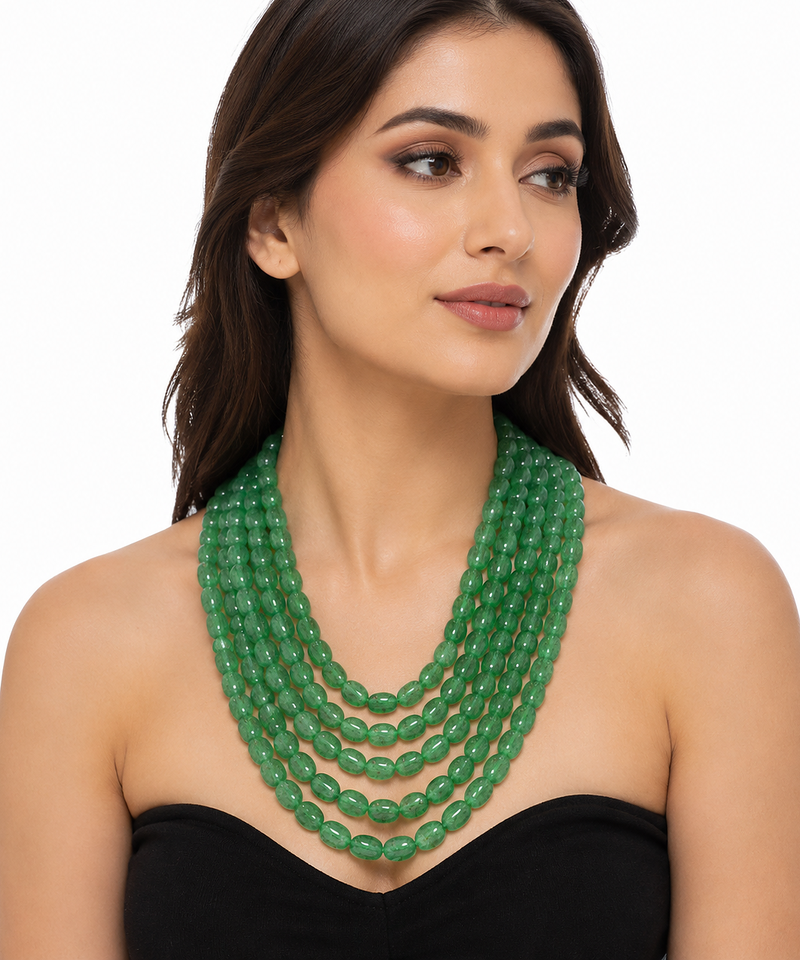 oval shape 6 rows precious emeralds uncut 