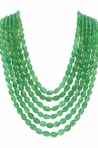 oval shape 6 rows precious emeralds uncut 