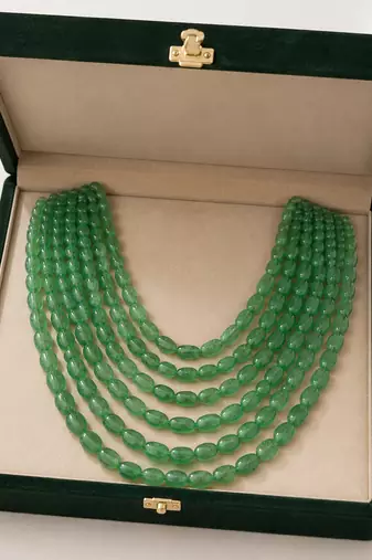 oval shape 6 rows precious emeralds uncut 