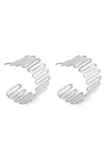 Silver plated half hoop earrings