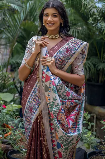 Women coffey art silk handloom saree