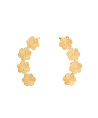 Golden flower carved ear cuff 1