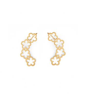 Golden flower drop ear cuff 1