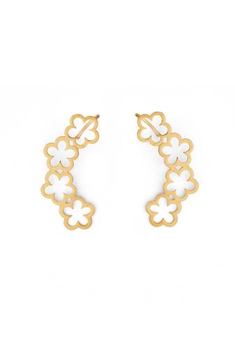 Golden flower drop ear cuff