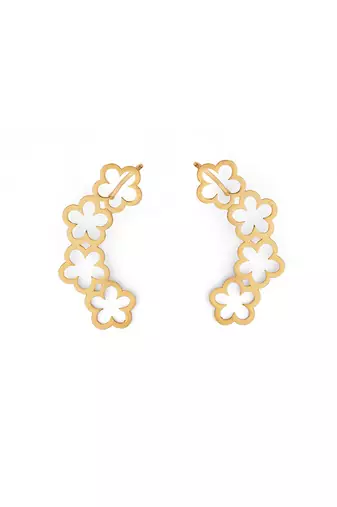 Golden flower drop ear cuff