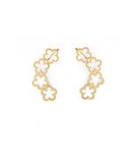 Golden flower drop ear cuff