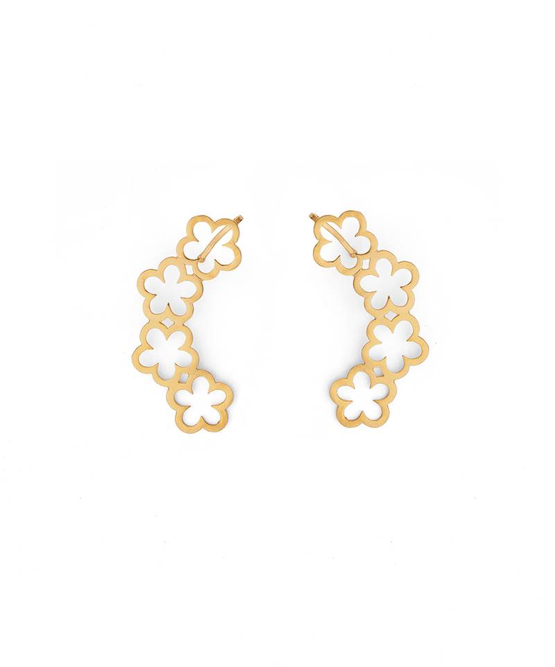 Golden flower drop ear cuff