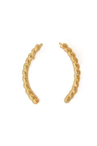 Golden leaf tendril ear cuff
