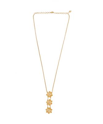 Golden triple drop flower pendant necklace 1