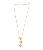 Golden triple drop flower pendant necklace