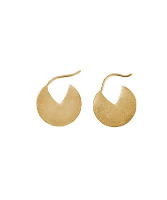 Golden crescent disc earrings 1