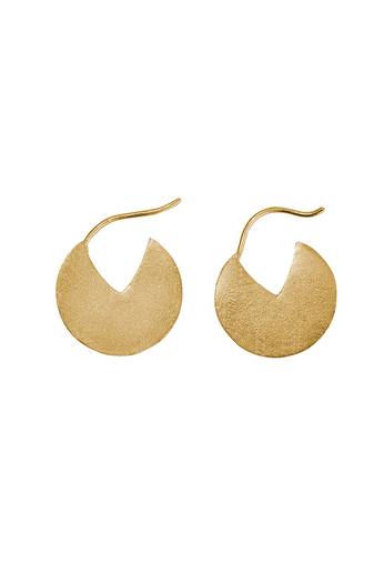 Golden crescent disc earrings