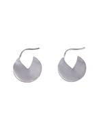 Silver crescent disc earrings