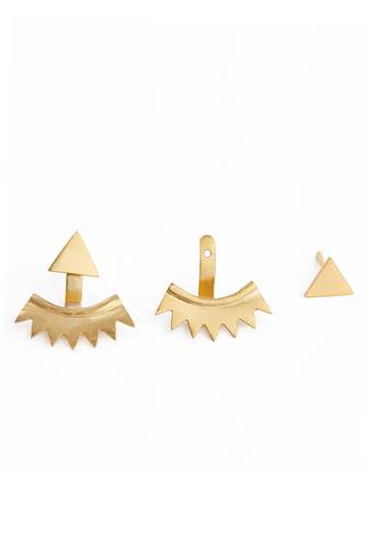 Golden traingular jacket earrings