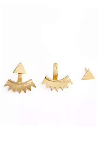 Golden traingular jacket earrings