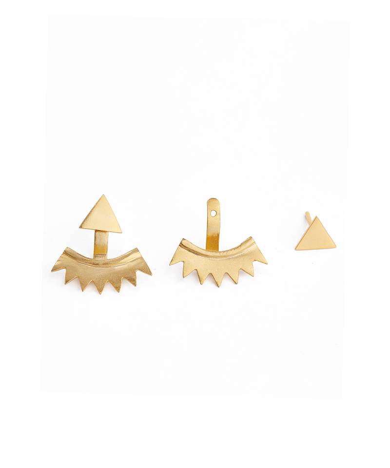 Golden traingular jacket earrings