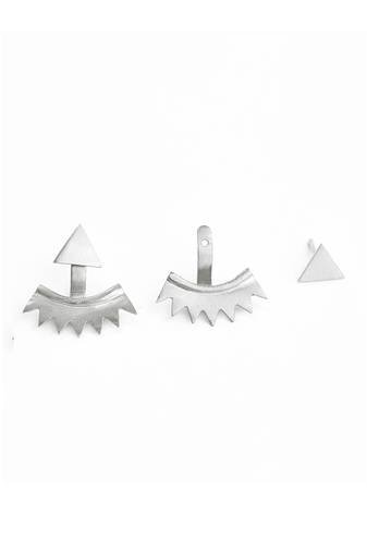 Silver traingular jacket earrings
