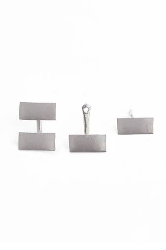 Silver biscuit stud earrings