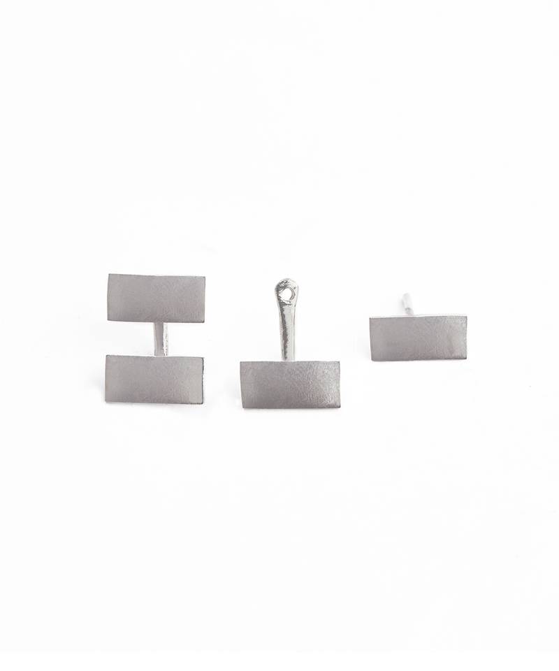 Silver biscuit stud earrings