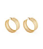 Golden striped fence hoops earrings
