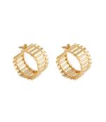 Golden striped fence mini hoops earrings