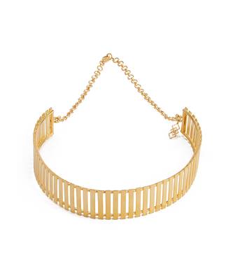 Golden rigid striped fence choker 1