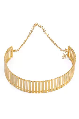 Golden rigid striped fence choker