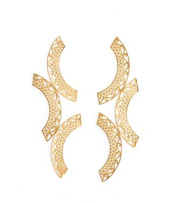 Golden kalachakra lattice earrings 1