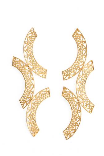 Golden kalachakra lattice earrings